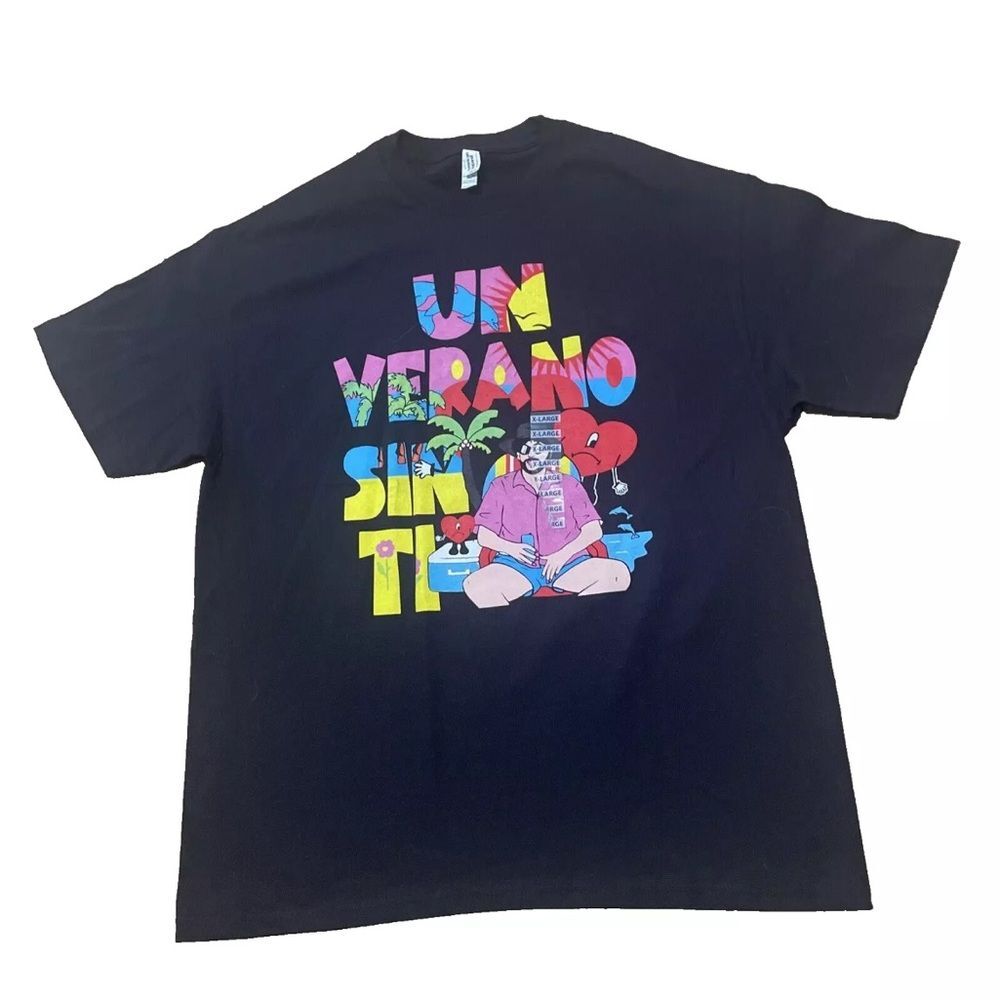 American Apparel Bad Bunny Shirt Men XL Black Un Verano Sin Ti Tropical Tee New